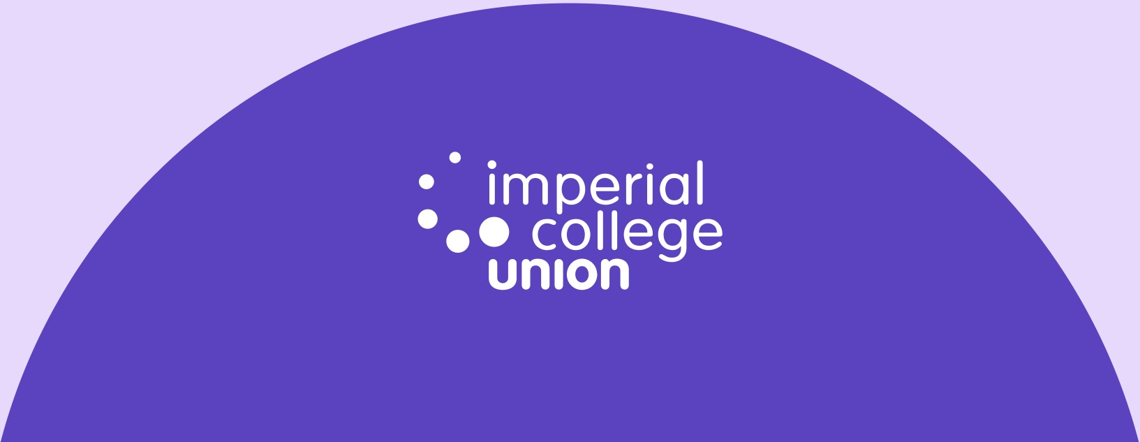 A dark purple semi circle over light purple background with a white ICU logo